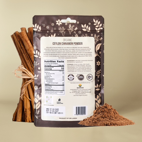 Australian Certified Organic Ceylon Cinnamon Powder - Fresh Ground, Sweet Aroma