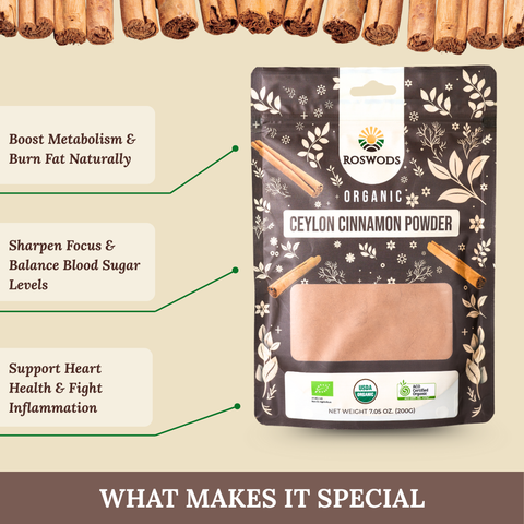 Australian Certified Organic Ceylon Cinnamon Powder - Fresh Ground, Sweet Aroma